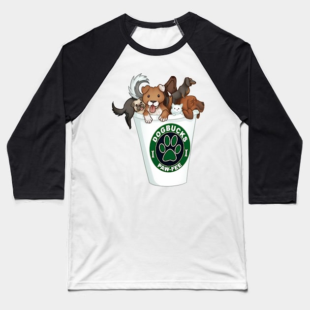 Puppucino Baseball T-Shirt by ChasingBlue